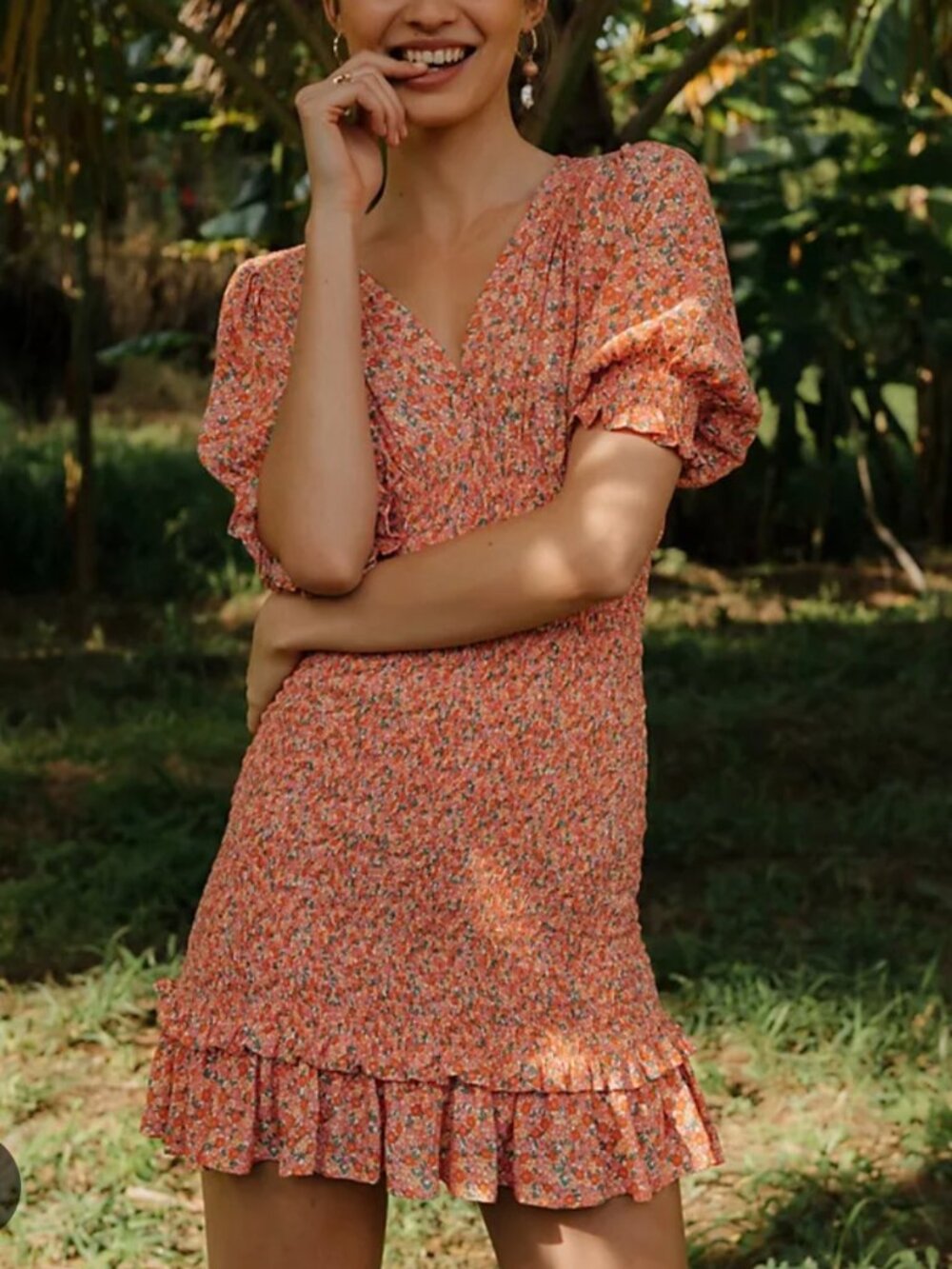 Faithfull the Brand Margherita Smocked Mini Dress